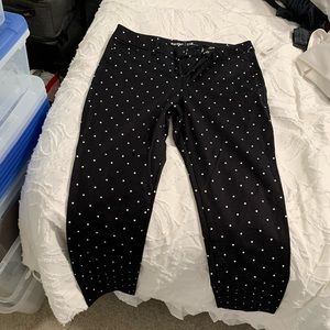 NWT OLD NAVY black & white polka dot chino pants